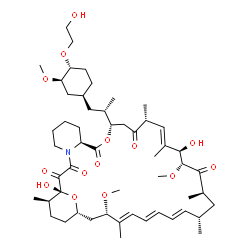 ChemSpider 2D Image | (1R,9S,12S,15R,16E,18R,19R,21R,23S,24E,26E,28E,30S,32S,35R)-1,18-dihydroxy-12-[(1R)-2-[(1S,3R,4R)-4-(2-hydroxyethoxy)-3-methoxycyclohexyl]-1-methylethyl]-19,30-dimethoxy-15,17,21,23,29,35-hexamethyl-11,36-dioxa-4-azatricyclo[30.3.1.04,9]hexatriaconta-16,24,26,28-tetraene-2,3,10,14,20-pentaone | C53H83NO14