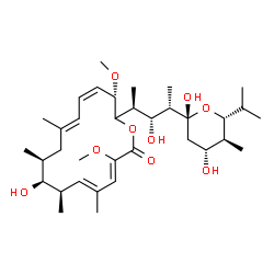 ChemSpider 2D Image | (5R)-2,4-Dideoxy-1-C-{(2S,3R,4S)-3-hydroxy-4-[(3S,4Z,6E,9S,10S,11R,12E,14Z)-10-hydroxy-3,15-dimethoxy-7,9,11,13-tetramethyl-16-oxooxacyclohexadeca-4,6,12,14-tetraen-2-yl]-2-pentanyl}-5-isopropyl-4-met
hyl-alpha-D-threo-pentopyranose | C35H58O9