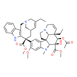 ChemSpider 2D Image | Methyl (2beta,3beta,4beta,12beta)-4-acetoxy-15-[(14S)-16-ethyl-12-(methoxycarbonyl)-1,10-diazatetracyclo[12.3.1.0~3,11~.0~4,9~]octadeca-3(11),4,6,8,15-pentaen-12-yl]-3-hydroxy-16-methoxy-1-methyl-6,7-
didehydroaspidospermidine-3-carboxylate | C45H54N4O8