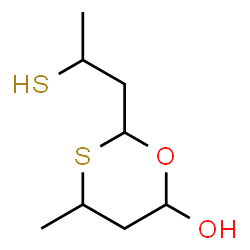ChemSpider 2D Image | 4-Methyl-2-(2-sulfanylpropyl)-1,3-oxathian-6-ol | C8H16O2S2