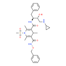 ChemSpider 2D Image | N-(Benzyloxy)-N'-[(2S,3R)-4-(cyclopropylamino)-3-hydroxy-1-phenyl-2-butanyl]-2,4,6-trimethyl-1-(methylsulfonyl)-1,4-dihydro-3,5-pyridinedicarboxamide | C31H40N4O6S
