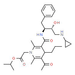 ChemSpider 2D Image | Isopropyl [3-acetyl-5-{[(2S,3R)-4-(cyclopropylamino)-3-hydroxy-1-phenyl-2-butanyl]carbamoyl}-2,6-dimethyl-4-propyl-1(4H)-pyridinyl]acetate | C31H45N3O5