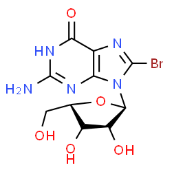 ChemSpider 2D Image | 2-Amino-8-bromo-9-(alpha-L-lyxofuranosyl)-1,9-dihydro-6H-purin-6-one | C10H12BrN5O5