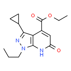 ChemSpider 2D Image | ethyl 3-cyclopropyl-6-oxo-1-propyl-7H-pyrazolo[3,4-b]pyridine-4-carboxylate | C15H19N3O3
