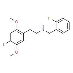 ChemSpider 2D Image | 2-(4-iodo-2,5-dimethoxyphenyl)-N-[(2-fluorophenyl)methyl]ethanamine | C17H19FINO2