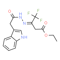 ChemSpider 2D Image | Ethyl (3Z)-4,4,4-trifluoro-3-[(1H-indol-3-ylacetyl)hydrazono]butanoate | C16H16F3N3O3