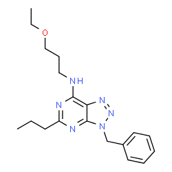 ChemSpider 2D Image | 3-Benzyl-N-(3-ethoxypropyl)-5-propyl-3H-[1,2,3]triazolo[4,5-d]pyrimidin-7-amine | C19H26N6O