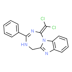 ChemSpider 2D Image | 1-(Dichloromethylene)-3-phenyl-2,5-dihydro-1H-[1,3,5]triazepino[1,7-a]benzimidazole | C17H12Cl2N4
