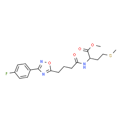 ChemSpider 2D Image | Methyl N-{4-[3-(4-fluorophenyl)-1,2,4-oxadiazol-5-yl]butanoyl}methioninate | C18H22FN3O4S
