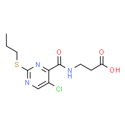 ChemSpider 2D Image | N-{[5-Chloro-2-(propylsulfanyl)-4-pyrimidinyl]carbonyl}-beta-alanine | C11H14ClN3O3S