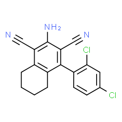 ChemSpider 2D Image | 2-Amino-4-(2,4-dichlorophenyl)-5,6,7,8-tetrahydro-1,3-naphthalenedicarbonitrile | C18H13Cl2N3