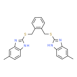 ChemSpider 2D Image | 2,2'-[1,2-Phenylenebis(methylenesulfanediyl)]bis(5-methyl-1H-benzimidazole) | C24H22N4S2
