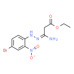 ChemSpider 2D Image | Ethyl 3-[2-(4-bromo-2-nitrophenyl)hydrazino]-3-iminopropanoate | C11H13BrN4O4