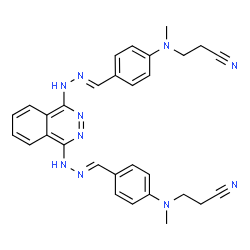 ChemSpider 2D Image | 3-[4-[(E)-[[4-[(2E)-2-[[4-[2-cyanoethyl(methyl)amino]phenyl]methylene]hydrazino]phthalazin-1-yl]hydrazono]methyl]-N-methyl-anilino]propanenitrile | C30H30N10