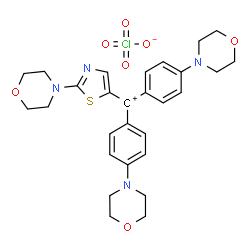ChemSpider 2D Image | Bis[4-(4-morpholinyl)phenyl][2-(4-morpholinyl)-1,3-thiazol-5-yl]methylium perchlorate | C28H33ClN4O7S