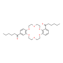 ChemSpider 2D Image | 1,1'-(6,7,9,10,17,18,20,21-Octahydrodibenzo[b,k][1,4,7,10,13,16]hexaoxacyclooctadecine-1,13-diyl)di(1-hexanone) | C32H44O8