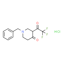 ChemSpider 2D Image | 1-Benzyl-3-(2,2,2-trifluoroacetyl)piperidin-4-one hydrochloride | C14H15ClF3NO2
