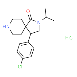 ChemSpider 2D Image | 4-(4-Chlorophenyl)-2-isopropyl-2,8-diazaspiro[4.5]decan-1-one hydrochloride (1:1) | C17H24Cl2N2O