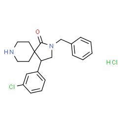 ChemSpider 2D Image | 2-Benzyl-4-(3-chlorophenyl)-2,8-diazaspiro[4.5]decan-1-one hydrochloride (1:1) | C21H24Cl2N2O