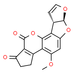 ChemSpider 2D Image | (6aS,9aS)-4-Methoxy-2,3,6a,9a-tetrahydrocyclopenta[c]furo[3',2':4,5]furo[2,3-h]chromene-1,11-dione | C17H12O6