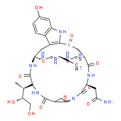 ChemSpider 2D Image | 2-[(1S,4S,12R,15S,33S)-33-[(2S)-2-Butanyl]-12-[(3R)-3,4-dihydroxy-2-butanyl]-8,21-dihydroxy-26-oxido-2,5,10,13,29,32,35,38-octaoxo-26-thia-3,6,11,14,24,28,31,34,37-nonaazapentacyclo[13.12.11.1~6,9~.0~
17,25~.0~18,23~]nonatriaconta-17(25),18,20,22-tetraen-4-yl]acetamide | C39H54N10O14S