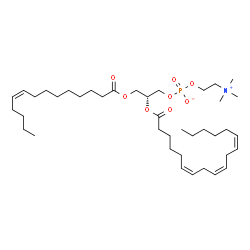 ChemSpider 2D Image | (2R)-2-[(6Z,9Z,12Z)-6,9,12-Octadecatrienoyloxy]-3-[(9Z)-9-tetradecenoyloxy]propyl 2-(trimethylammonio)ethyl phosphate | C40H72NO8P