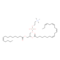 ChemSpider 2D Image | (2R)-2-[(8Z,11Z,14Z,17Z)-8,11,14,17-Icosatetraenoyloxy]-3-[(9Z)-9-tetradecenoyloxy]propyl 2-(trimethylammonio)ethyl phosphate | C42H74NO8P