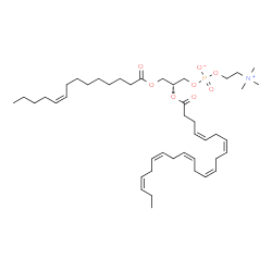ChemSpider 2D Image | (2R)-2-[(4Z,7Z,10Z,13Z,16Z,19Z)-4,7,10,13,16,19-Docosahexaenoyloxy]-3-[(9Z)-9-tetradecenoyloxy]propyl 2-(trimethylammonio)ethyl phosphate | C44H74NO8P