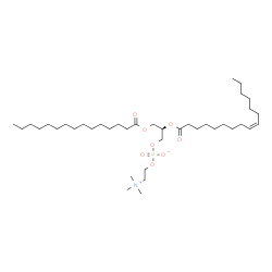 ChemSpider 2D Image | (2R)-2-[(9Z)-9-Hexadecenoyloxy]-3-(pentadecanoyloxy)propyl 2-(trimethylammonio)ethyl phosphate | C39H76NO8P