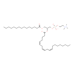 ChemSpider 2D Image | (2R)-2-[(5Z,8Z,11Z)-5,8,11-Icosatrienoyloxy]-3-(pentadecanoyloxy)propyl 2-(trimethylammonio)ethyl phosphate | C43H80NO8P