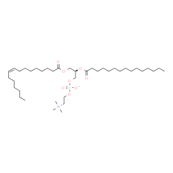 ChemSpider 2D Image | (2R)-3-[(9Z)-9-Hexadecenoyloxy]-2-(pentadecanoyloxy)propyl 2-(trimethylammonio)ethyl phosphate | C39H76NO8P