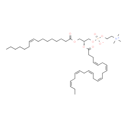 ChemSpider 2D Image | (2R)-2-[(4Z,7Z,10Z,13Z,16Z,19Z)-4,7,10,13,16,19-Docosahexaenoyloxy]-3-[(9Z)-9-hexadecenoyloxy]propyl 2-(trimethylammonio)ethyl phosphate | C46H78NO8P