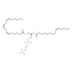 ChemSpider 2D Image | (2R)-3-[(6Z,9Z,12Z)-6,9,12-Octadecatrienoyloxy]-2-[(9Z)-9-tetradecenoyloxy]propyl 2-(trimethylammonio)ethyl phosphate | C40H72NO8P
