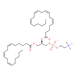 ChemSpider 2D Image | (2R)-2-[(5Z,8Z,11Z,14Z)-5,8,11,14-Icosatetraenoyloxy]-3-[(6Z,9Z,12Z)-6,9,12-octadecatrienoyloxy]propyl 2-(trimethylammonio)ethyl phosphate | C46H78NO8P