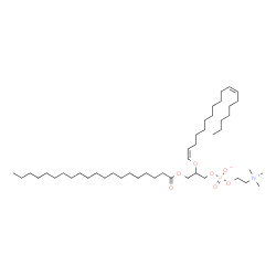 ChemSpider 2D Image | 3-(Icosanoyloxy)-2-[(1Z,11Z)-1,11-octadecadien-1-yloxy]propyl 2-(trimethylammonio)ethyl phosphate | C46H90NO7P