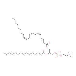 ChemSpider 2D Image | (2R)-3-[(5Z,8Z,11Z)-5,8,11-Icosatrienoyloxy]-2-(pentadecanoyloxy)propyl 2-(trimethylammonio)ethyl phosphate | C43H80NO8P
