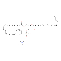 ChemSpider 2D Image | (2R)-3-[(8Z,11Z,14Z,17Z)-8,11,14,17-Icosatetraenoyloxy]-2-[(9Z)-9-tetradecenoyloxy]propyl 2-(trimethylammonio)ethyl phosphate | C42H74NO8P