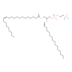 ChemSpider 2D Image | 3-[(13Z)-13-Docosenoyloxy]-2-[(1Z)-1-hexadecen-1-yloxy]propyl 2-(trimethylammonio)ethyl phosphate | C46H90NO7P