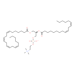 ChemSpider 2D Image | (2R)-3-[(7Z,10Z,13Z,16Z)-7,10,13,16-Docosatetraenoyloxy]-2-[(9Z,12Z)-9,12-octadecadienoyloxy]propyl 2-(trimethylammonio)ethyl phosphate | C48H84NO8P