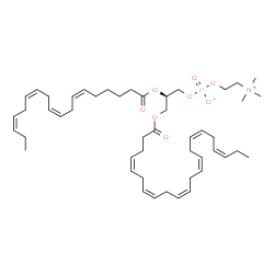 ChemSpider 2D Image | (2R)-3-[(4Z,7Z,10Z,13Z,16Z,19Z)-4,7,10,13,16,19-Docosahexaenoyloxy]-2-[(6Z,9Z,12Z,15Z)-6,9,12,15-octadecatetraenoyloxy]propyl 2-(trimethylammonio)ethyl phosphate | C48H76NO8P