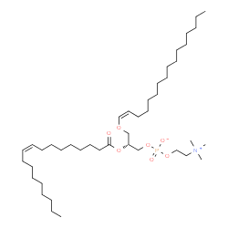 ChemSpider 2D Image | 1-[(1Z)-hexadecenyl]-2-[(9Z)-octadecenoyl]-sn-glycero-3-phosphocholine | C42H82NO7P