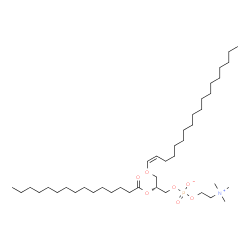 ChemSpider 2D Image | (2R)-3-[(1Z)-1-Octadecen-1-yloxy]-2-(pentadecanoyloxy)propyl 2-(trimethylammonio)ethyl phosphate | C41H82NO7P