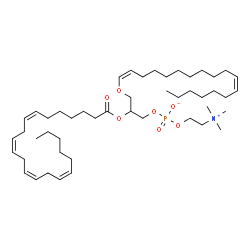 ChemSpider 2D Image | 2-[(7Z,10Z,13Z,16Z)-7,10,13,16-Docosatetraenoyloxy]-3-[(1Z,11Z)-1,11-octadecadien-1-yloxy]propyl 2-(trimethylammonio)ethyl phosphate | C48H86NO7P