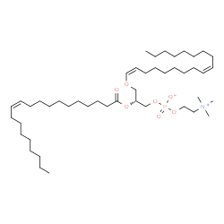 ChemSpider 2D Image | (2R)-2-[(11Z)-11-Icosenoyloxy]-3-[(1Z,9Z)-1,9-octadecadien-1-yloxy]propyl 2-(trimethylammonio)ethyl phosphate | C46H88NO7P