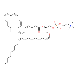 ChemSpider 2D Image | (2R)-2-[(4Z,7Z,10Z,13Z,16Z)-4,7,10,13,16-Docosapentaenoyloxy]-3-[(1Z,9Z)-1,9-octadecadien-1-yloxy]propyl 2-(trimethylammonio)ethyl phosphate | C48H84NO7P