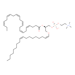 ChemSpider 2D Image | (2R)-2-[(4Z,7Z,10Z,13Z,16Z,19Z)-4,7,10,13,16,19-Docosahexaenoyloxy]-3-[(1Z,9Z)-1,9-octadecadien-1-yloxy]propyl 2-(trimethylammonio)ethyl phosphate | C48H82NO7P