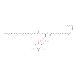 ChemSpider 2D Image | (2R)-1-[(Hydroxy{[(1s,3R)-2,3,4,5,6-pentahydroxycyclohexyl]oxy}phosphoryl)oxy]-3-(palmitoyloxy)-2-propanyl (9Z,12Z)-9,12-hexadecadienoate | C41H75O13P