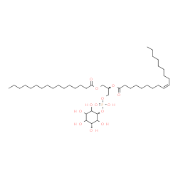ChemSpider 2D Image | (2R)-1-[(Hydroxy{[(1s,3R)-2,3,4,5,6-pentahydroxycyclohexyl]oxy}phosphoryl)oxy]-3-(palmitoyloxy)-2-propanyl (9Z)-9-octadecenoate | C43H81O13P