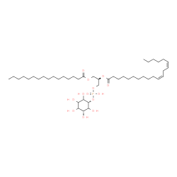 ChemSpider 2D Image | (2R)-1-[(Hydroxy{[(1s,3R)-2,3,4,5,6-pentahydroxycyclohexyl]oxy}phosphoryl)oxy]-3-(palmitoyloxy)-2-propanyl (11Z,14Z)-11,14-icosadienoate | C45H83O13P