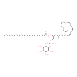 ChemSpider 2D Image | (2R)-1-[(Hydroxy{[(1s,3R)-2,3,4,5,6-pentahydroxycyclohexyl]oxy}phosphoryl)oxy]-3-(stearoyloxy)-2-propanyl (5Z,8Z,11Z,14Z)-5,8,11,14-icosatetraenoate | C47H83O13P